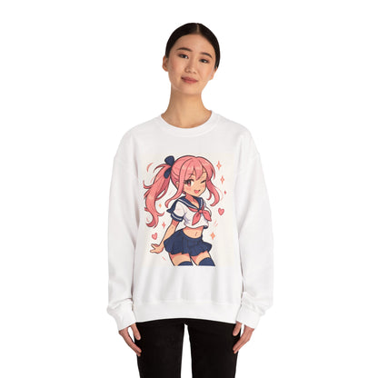 Anime Sailor Girl Sweatshirt – Cute Pink Kawaii Schoolgirl Crewneck