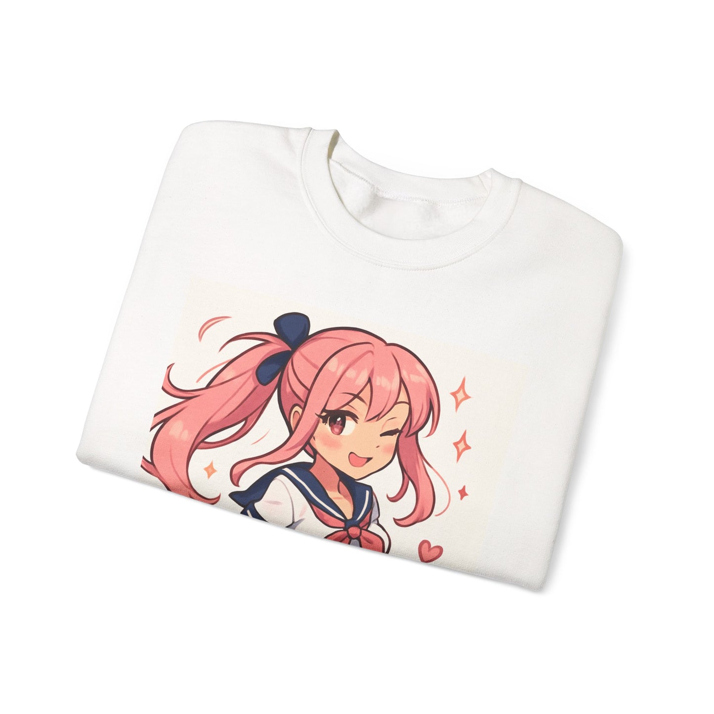 Anime Sailor Girl Sweatshirt – Cute Pink Kawaii Schoolgirl Crewneck