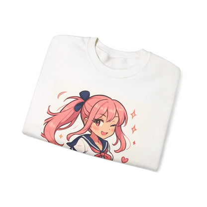 Anime Sailor Girl Sweatshirt – Cute Pink Kawaii Schoolgirl Crewneck